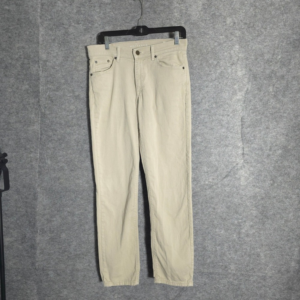 Mott & Bow Slim Fit Jeans Mens 29x30 Beige Khaki Cotton Stretch Denim Pants